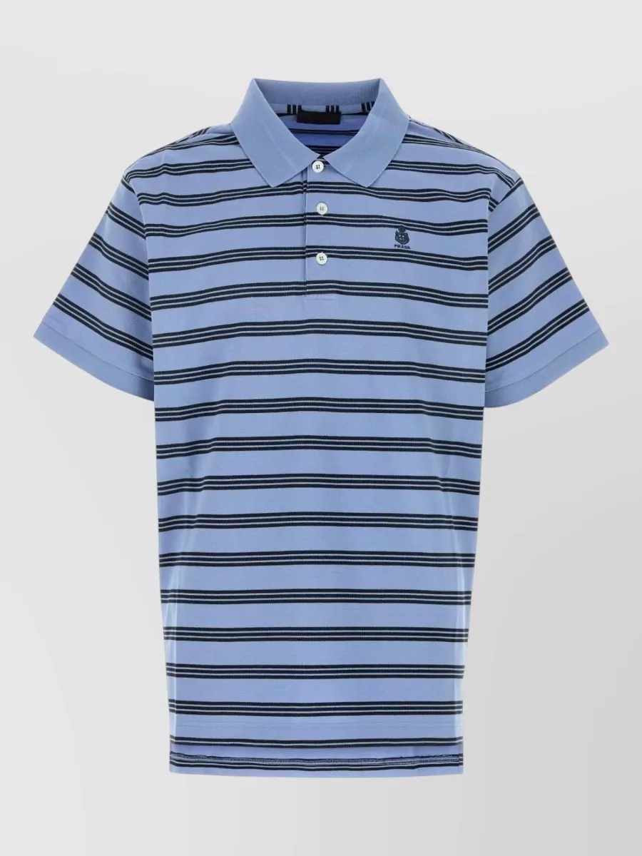 Prada embroidered cotton piqué polo shirt