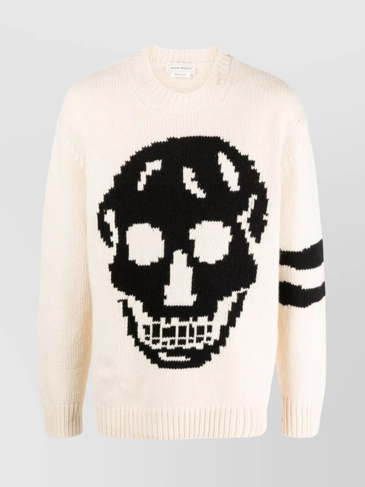 Shop Alexander Mcqueen Wool Skull Crewneck Sweater In Cream