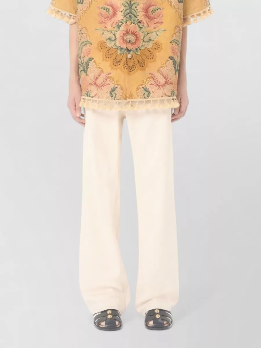 Valentino Wide Leg Denim Cotton Jeans Trousers