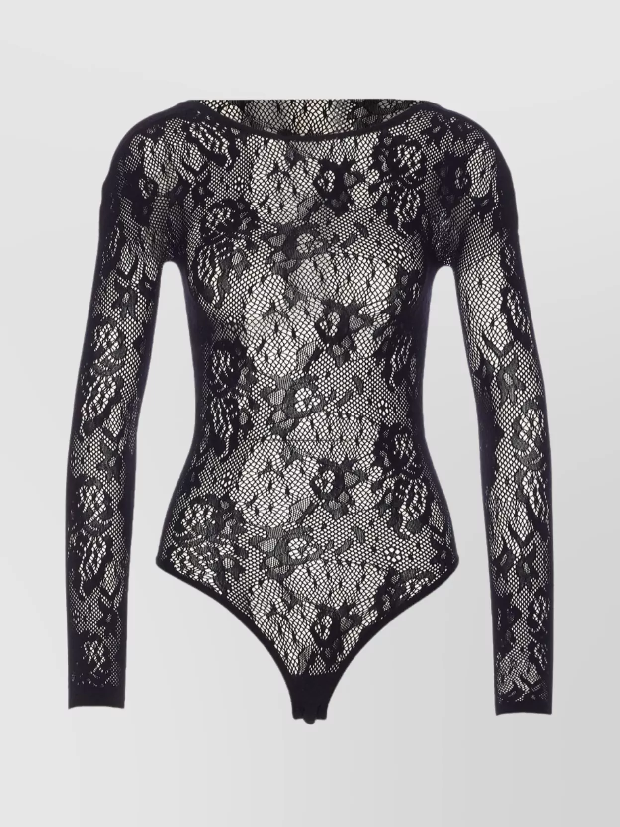 Patrizia Pepe Sheer Floral Lace Long Sleeve Top In Multi