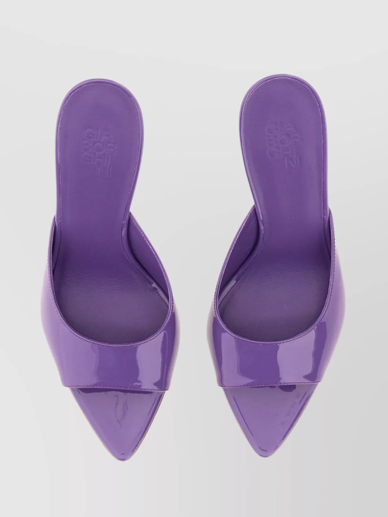 Gia Borghini Glossy Pointed Toe Sandals With 10cm Stiletto Heel In Purple