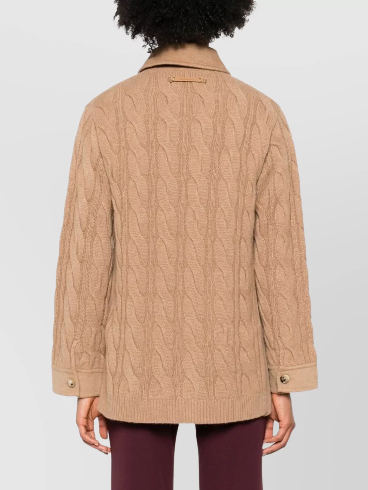 Max Mara Stylish Coat With Cable Knit Sleeves