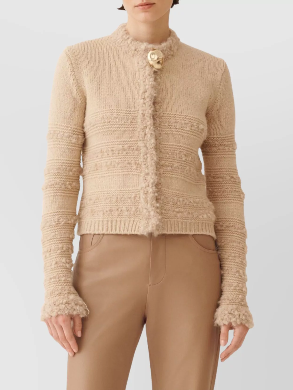 Fabiana Filippi Striped Knit Wool Jacket With Button Detail