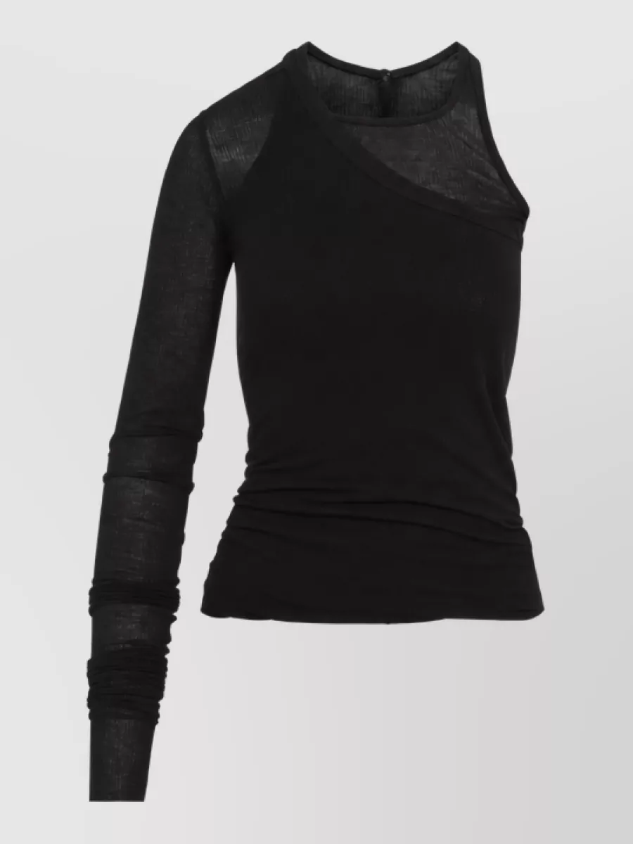 Rick Owens silk ribbed asymmetric one-shoulder tank top