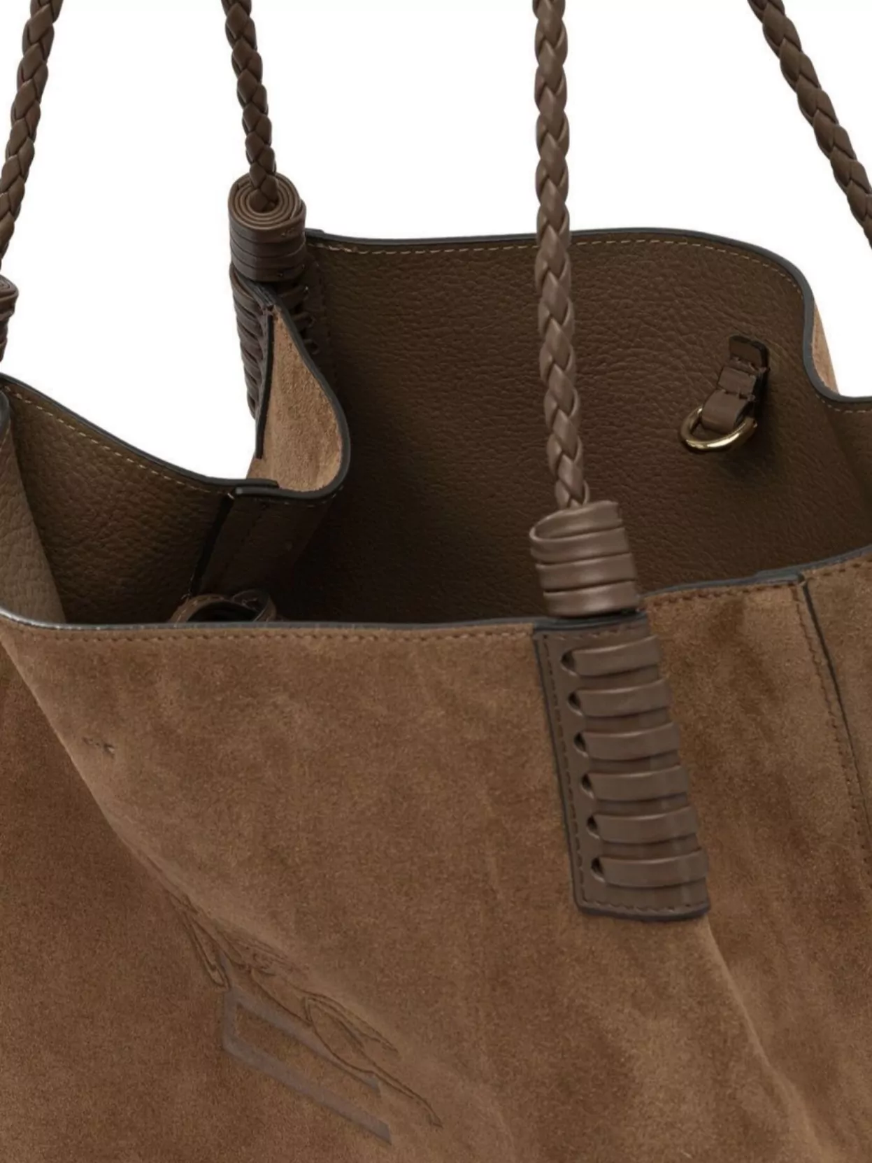 Etro Woven Handle Rectangular Shape Suede Finish