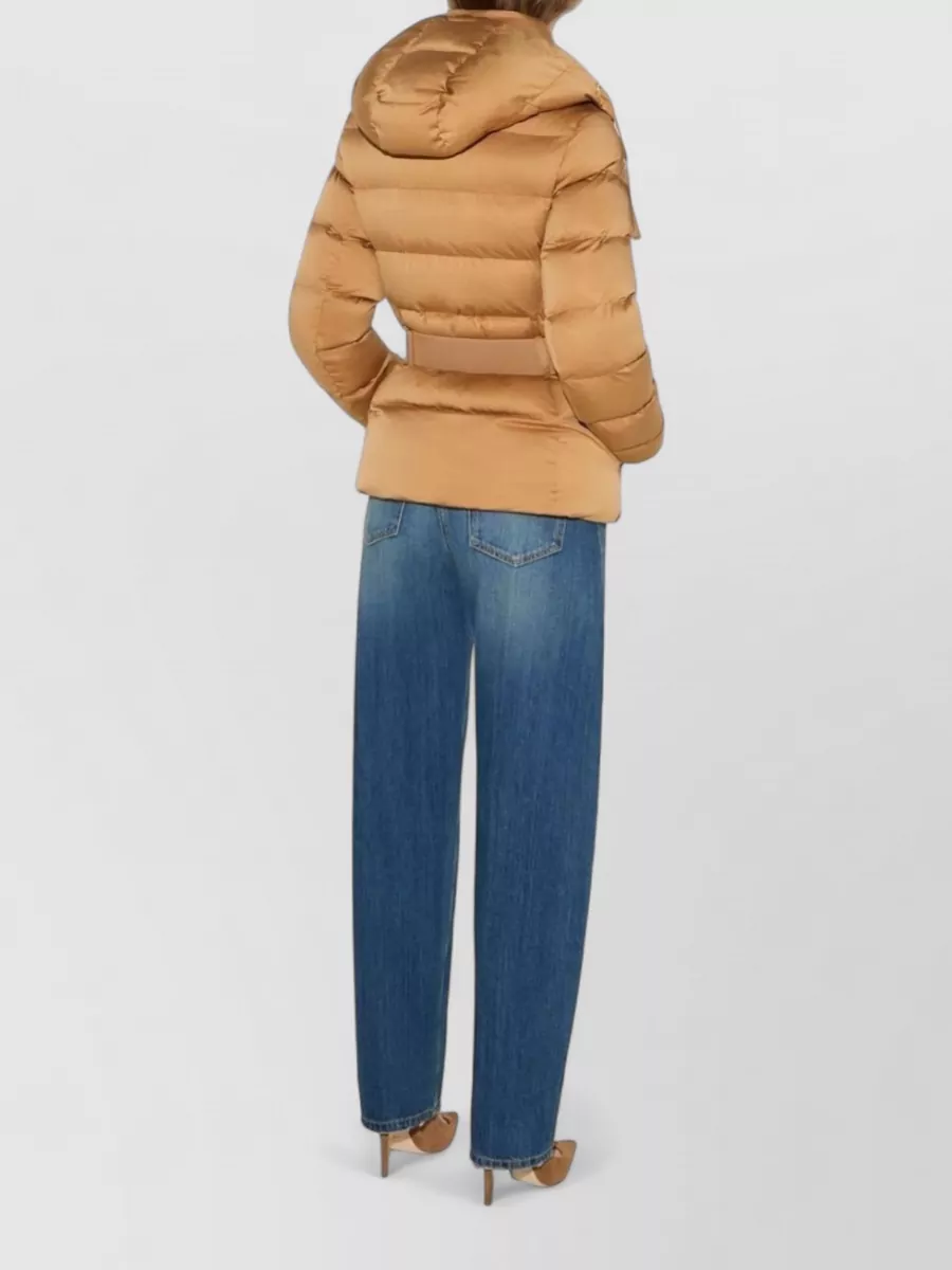Elisabetta Franchi Down Hooded Belted Puffer Jacket