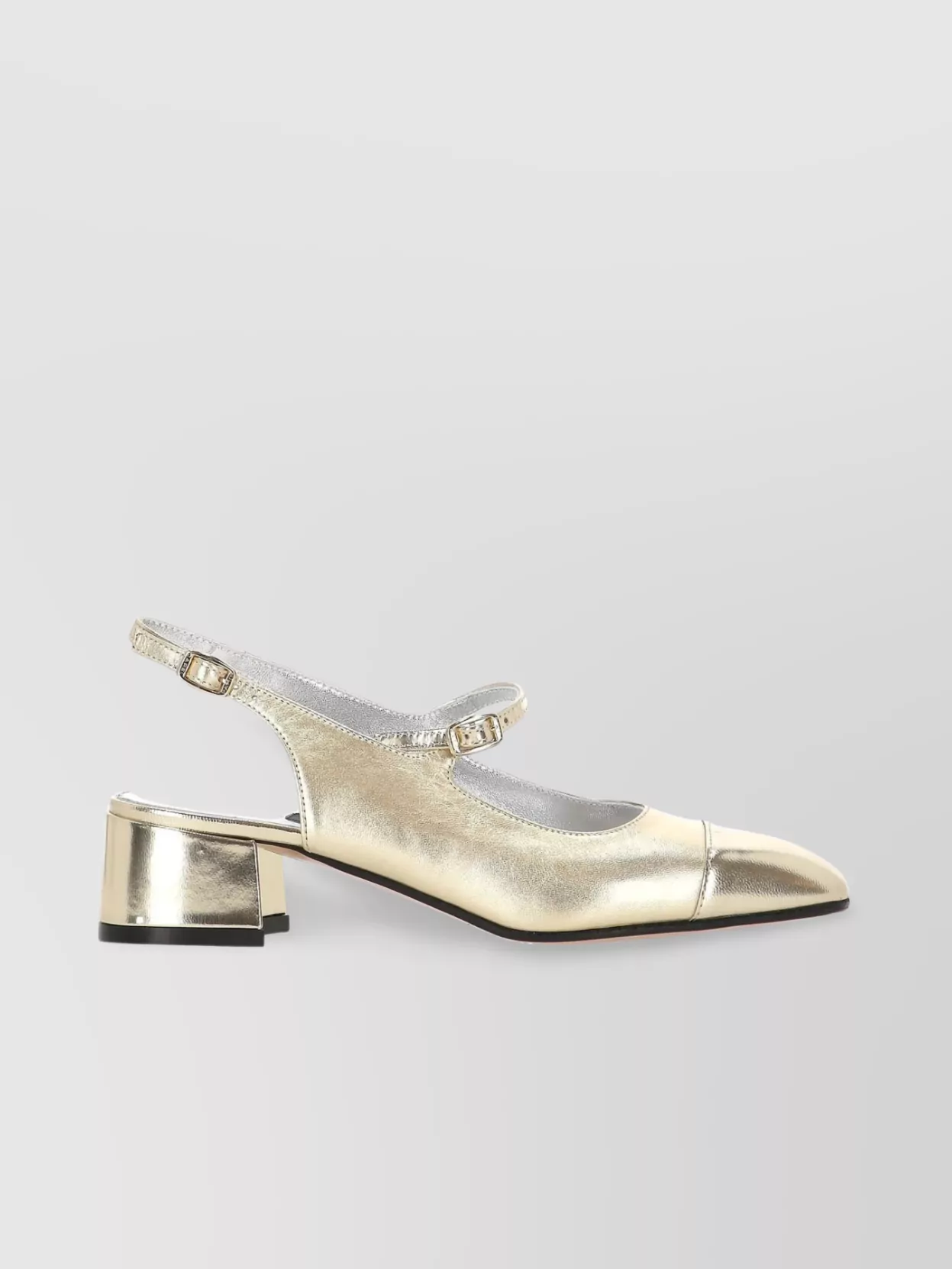 CAREL METALLIC BLOCK HEEL SLINGBACK SANDALS