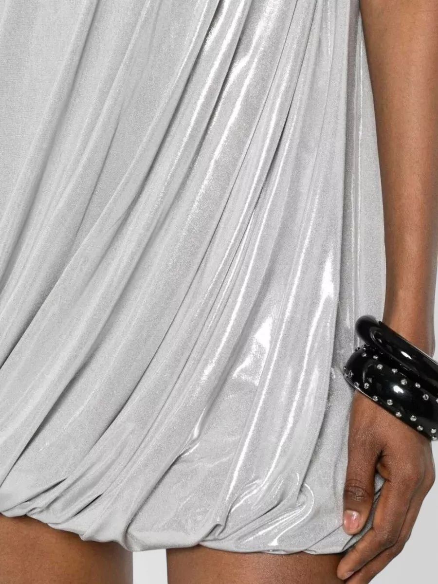 Norma Kamali Metallic Draped Sleeveless Mini Dress