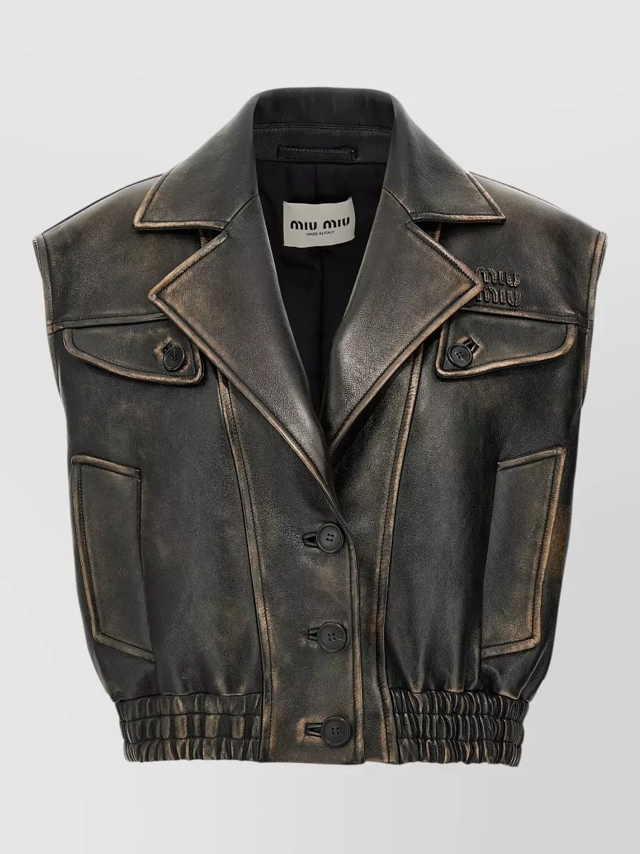 Miu Miu leather padded logo vest