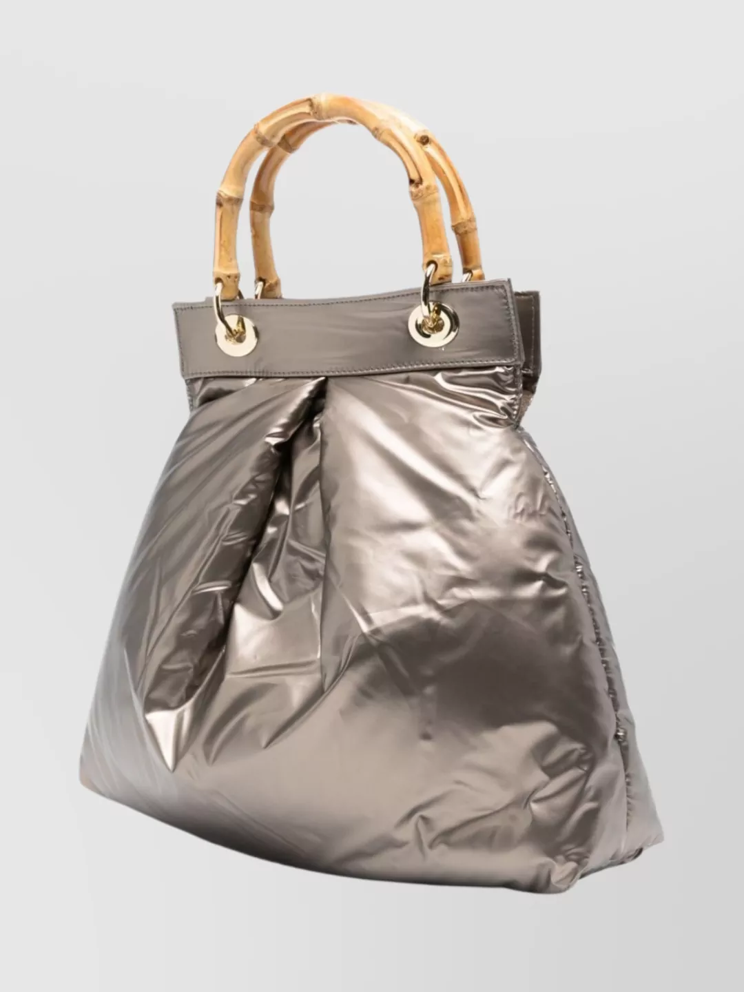 La Milanesa Bamboo Handle Tote Bag With Metallic Finish