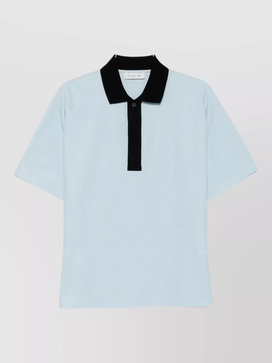Lanvin cotton contrast collar short sleeve polo shirt