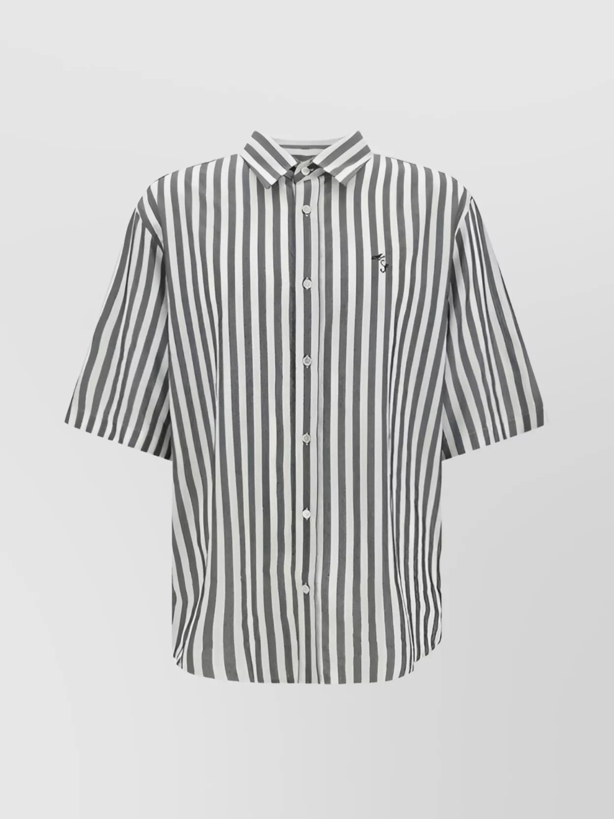 Shop Acne Studios Striped Collar Regular Fit Short-sleeved Shirt