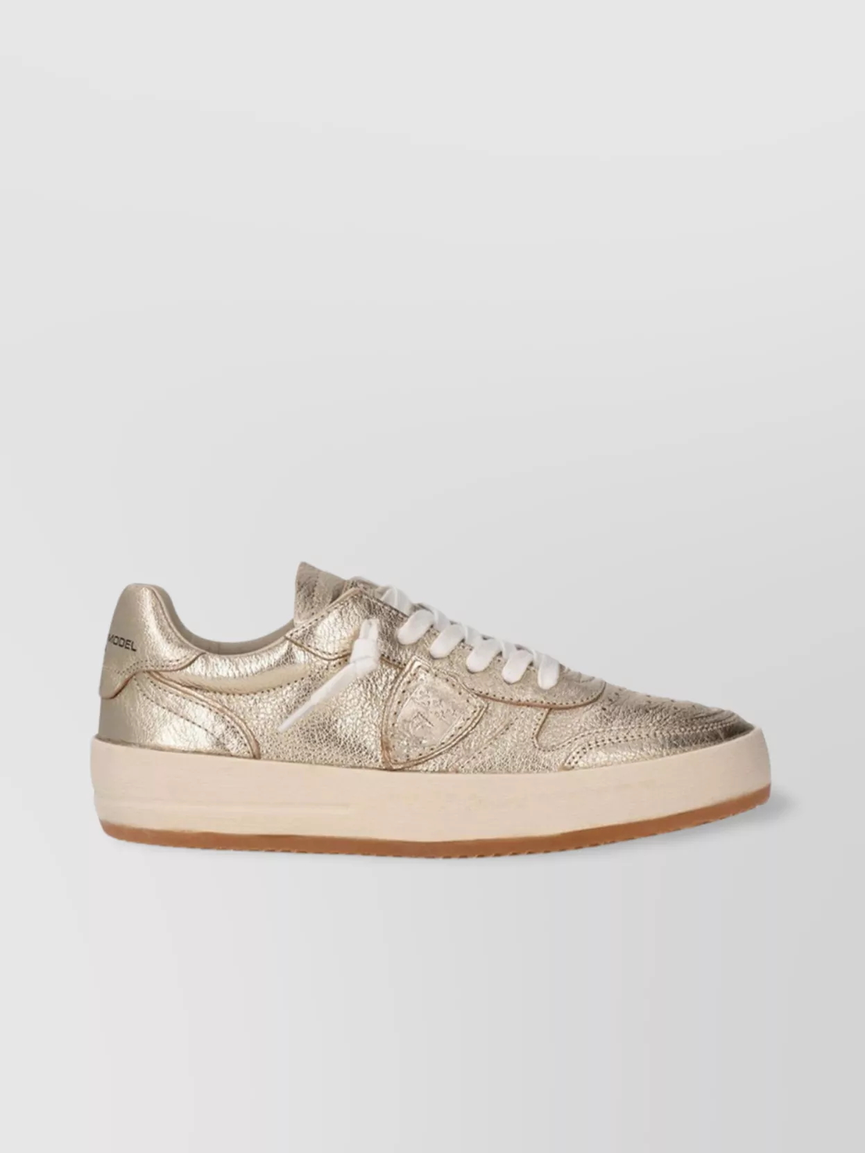 Philippe Model Shiny Sneakers With Holes And Rubber Sole In Neutral