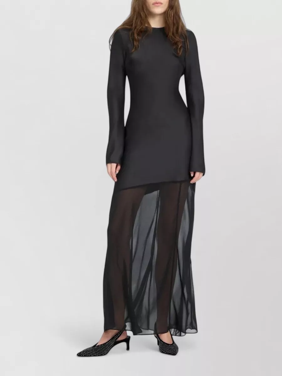Rotate sheer long-sleeve maxi dress