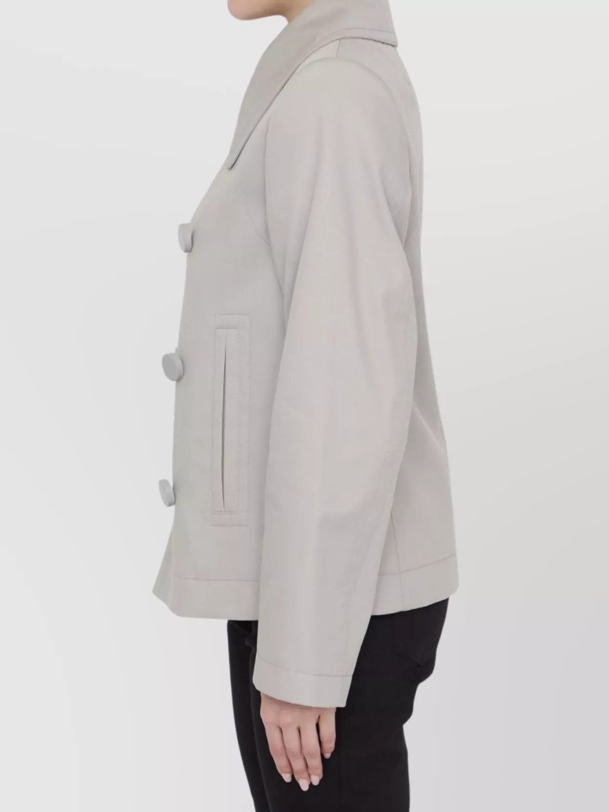 Bottega Veneta Peacoat Double-breasted Wide Collar Jacket In Gray