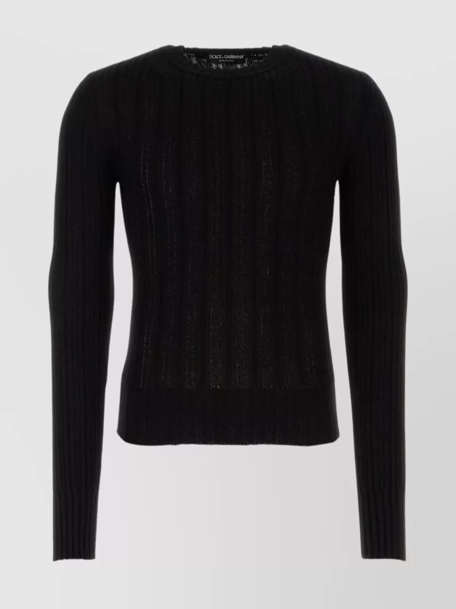 Shop Dolce & Gabbana Cotton Blend Crew-neck Sweater In Black