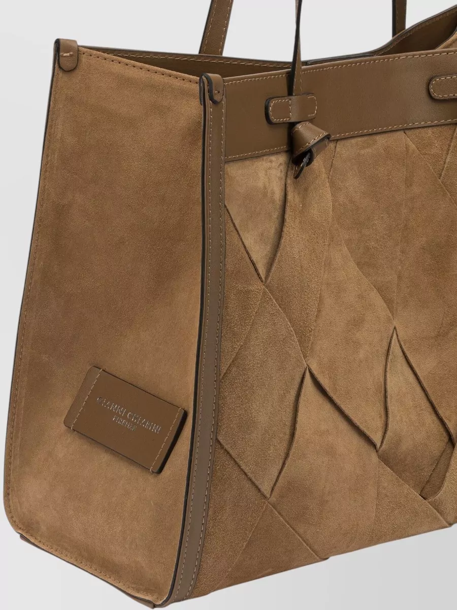 Gianni Chiarini Rectangular Suede Shoulder Bag Double Handles