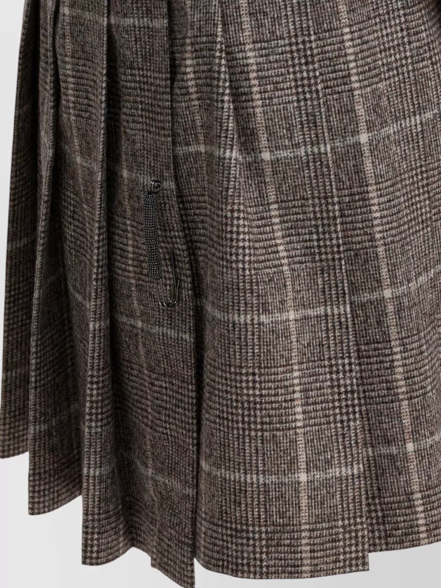 Brunello Cucinelli Stylish Check Pattern Skirt With Belt Detail