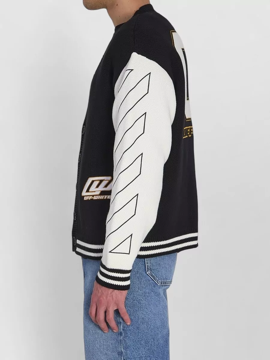 Off-White Ribbed V-Neck Cardigan