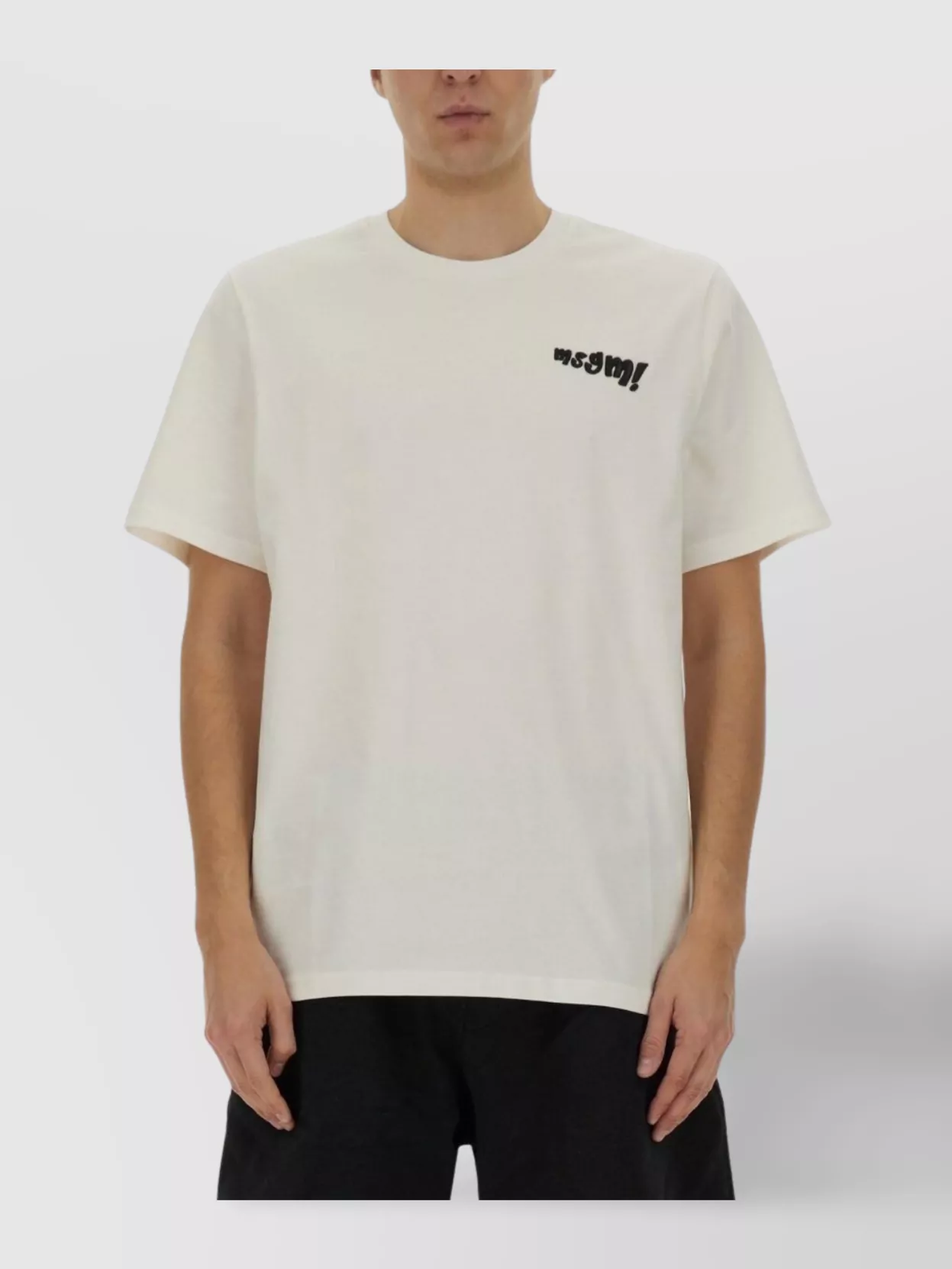 Msgm Logo Embroidered T-Shirt With Crew Neck