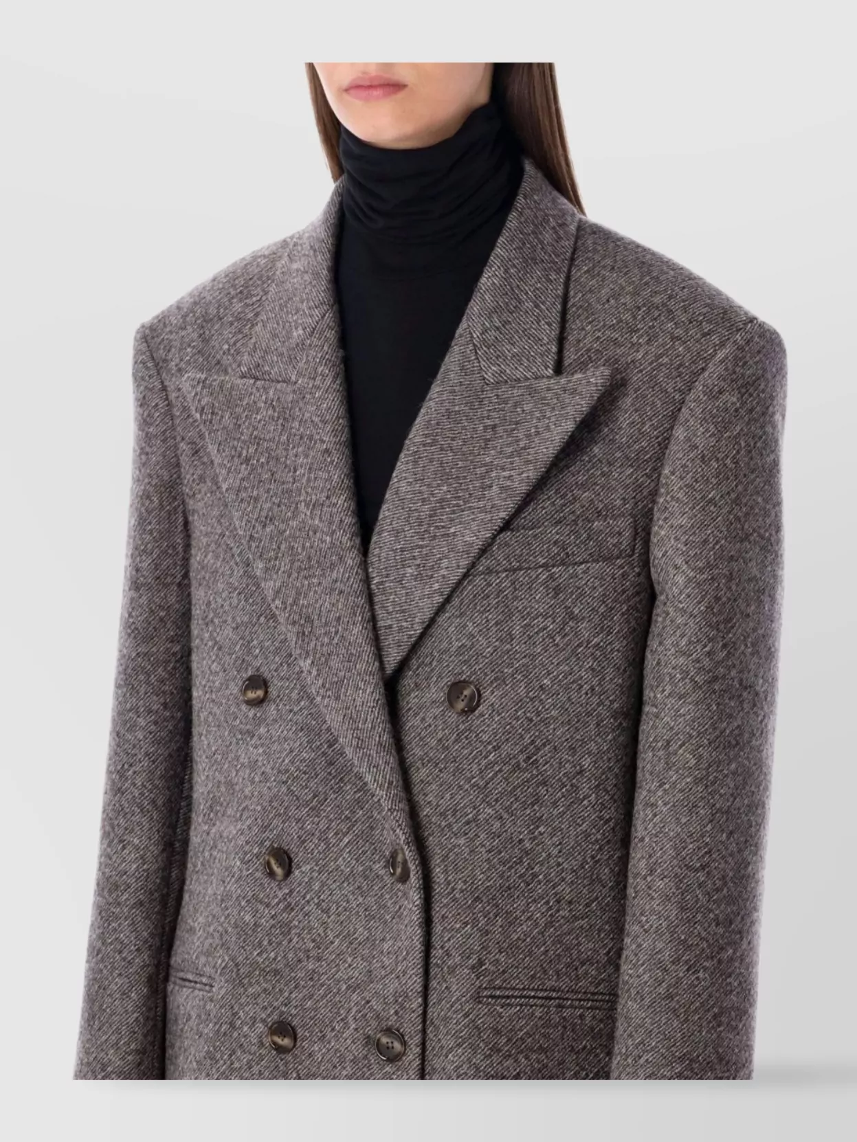 Magda Butrym Double Breasted Wool Chevron Jacket In Animal Print