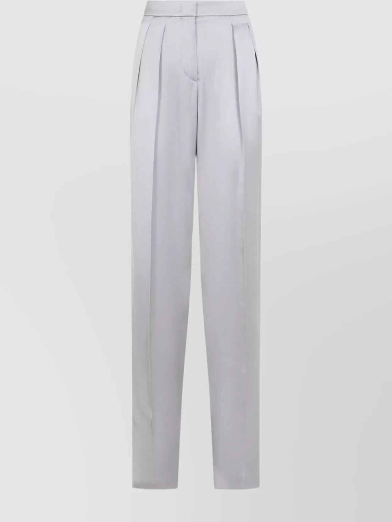Giorgio Armani Grey Silk Satin Trousers With Double Pleats