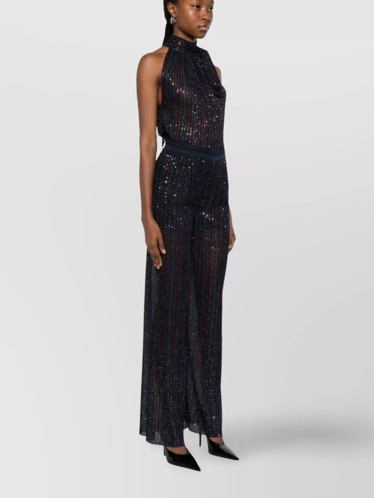 Missoni Wide-Leg High Waist Striped Sequin Trousers