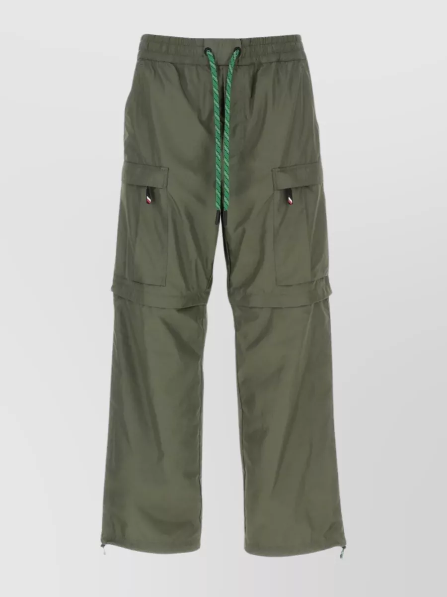 Shop Moncler Dynamic Cargo Pants With Elastic Waist And Drawstring Hemline In Khaki