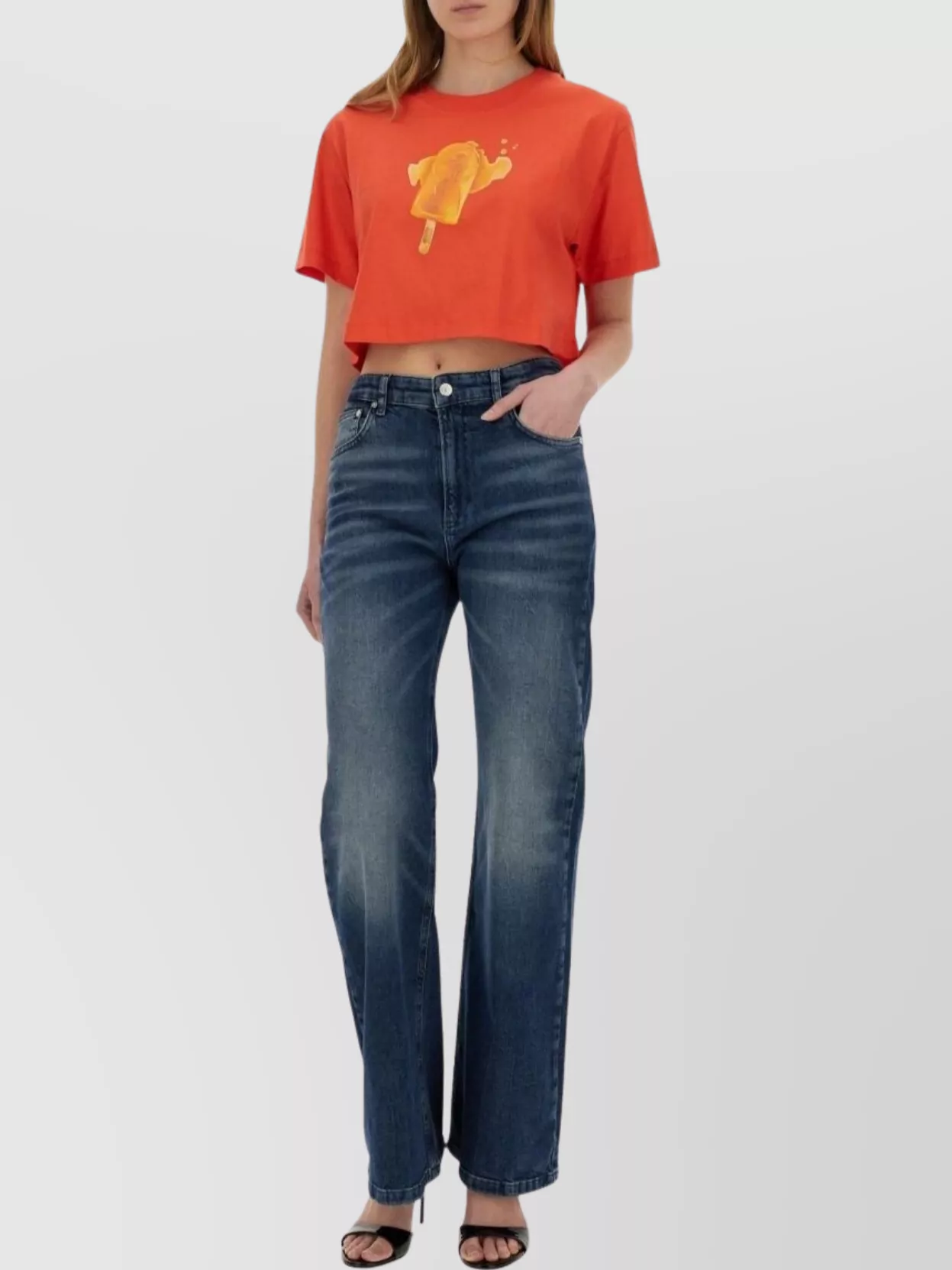 Moschino Ice-cream print cropped t-shirt | The Fashion Square