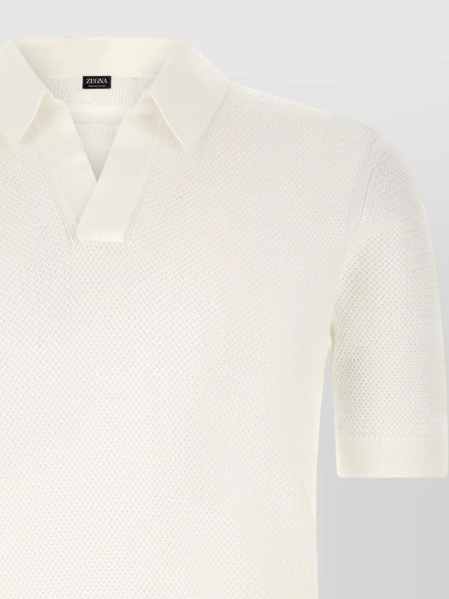 Zegna Ribbed Jacquard Knit Polo Shirt