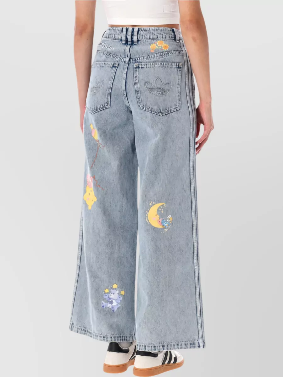 Adidas Originals Printed Wide-Leg Denim Jeans