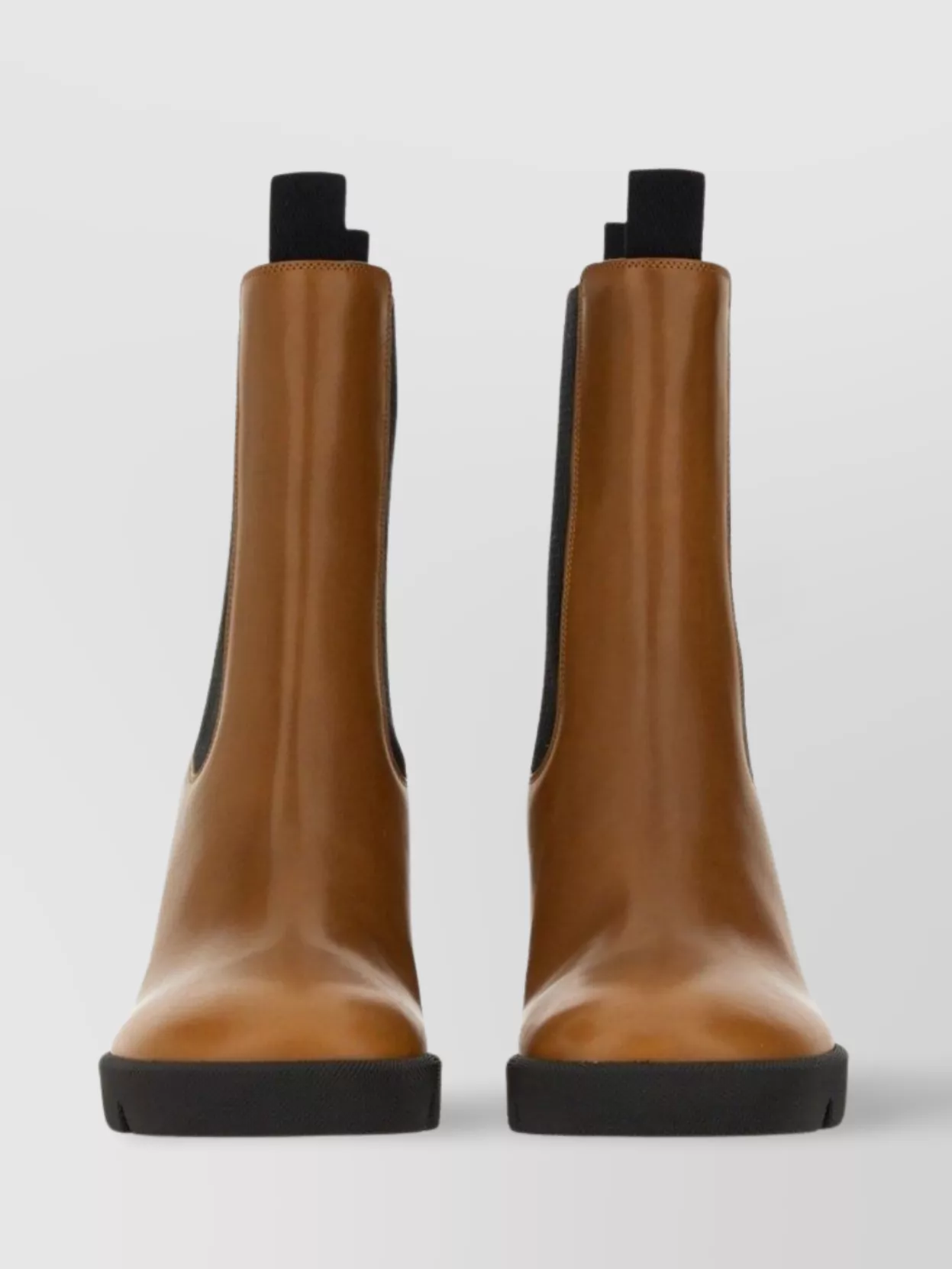 Burberry Leather Boots With High Block Heel In Gold