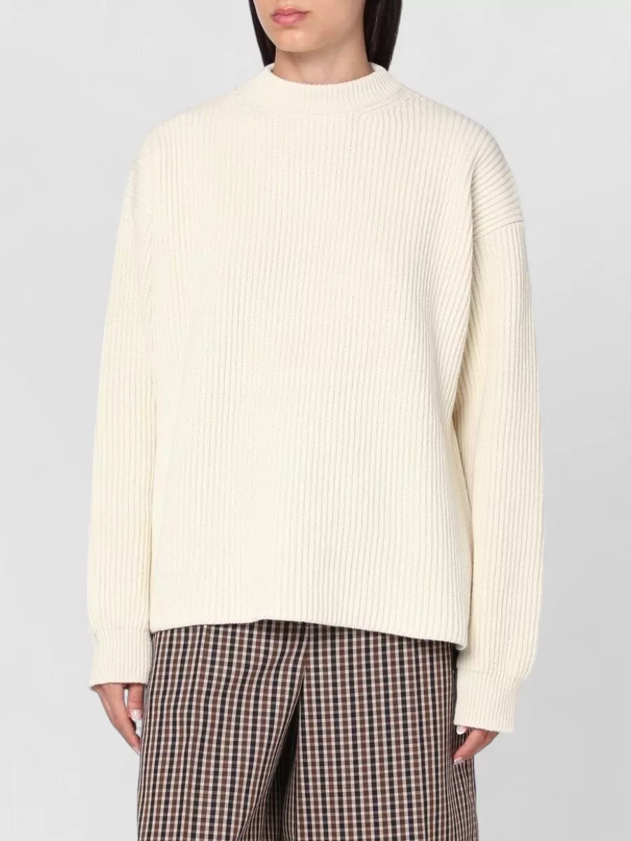 Jil Sander Wool ribbed oversized crewneck sweater