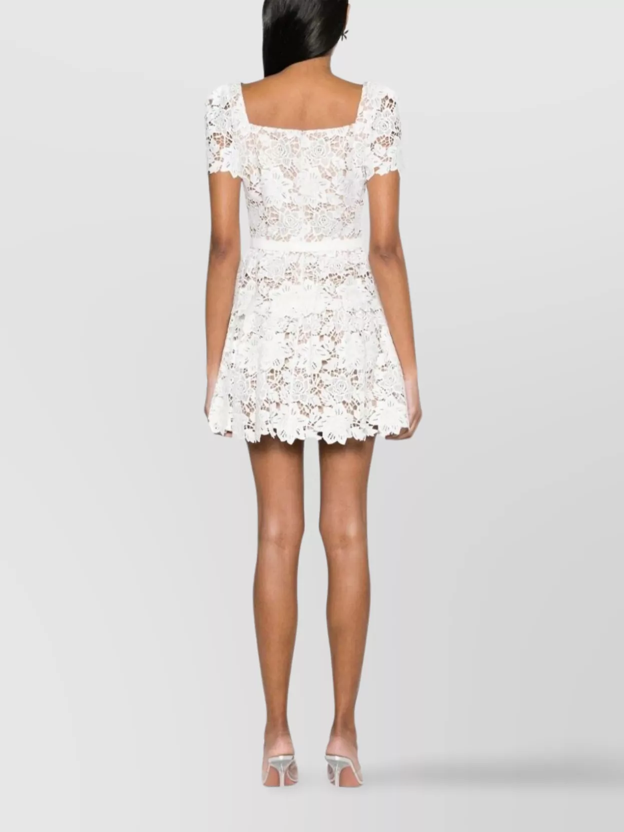 Self-Portrait Belted Lace Overlay Mini Dress