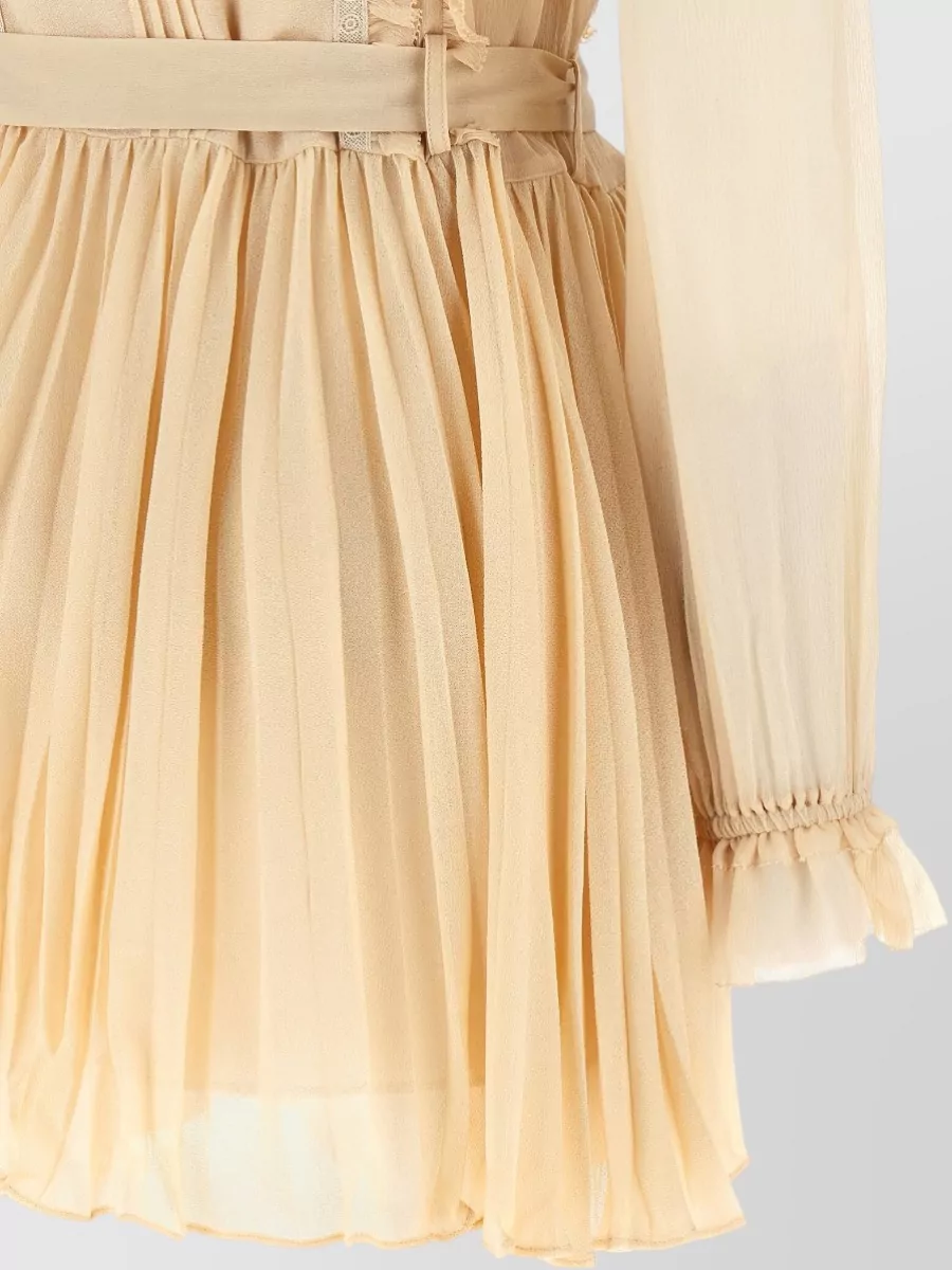 Self-Portrait Pleated Georgette Mini Dress