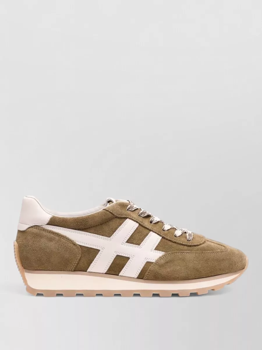 Hogan Suede Sneakers Appliqué Detail Ridged Sole