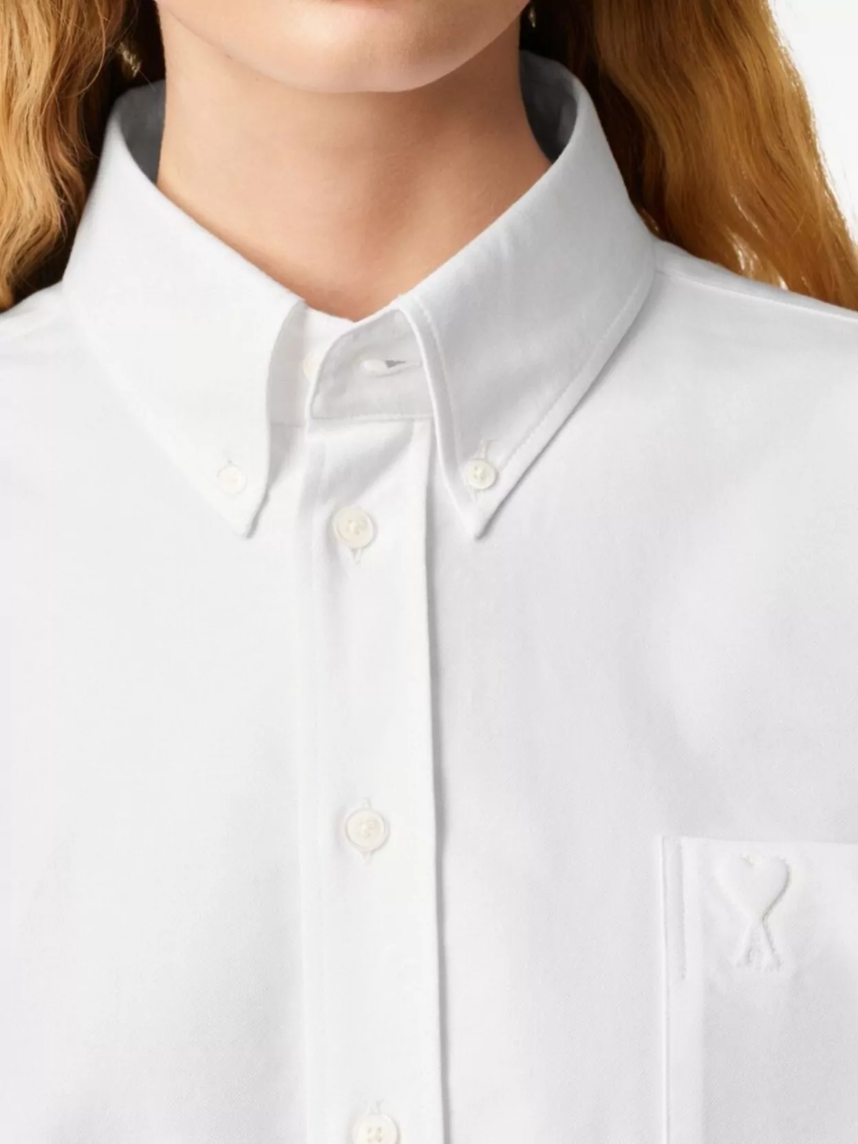 Ami Paris Cropped Cotton Shirt Long Sleeves