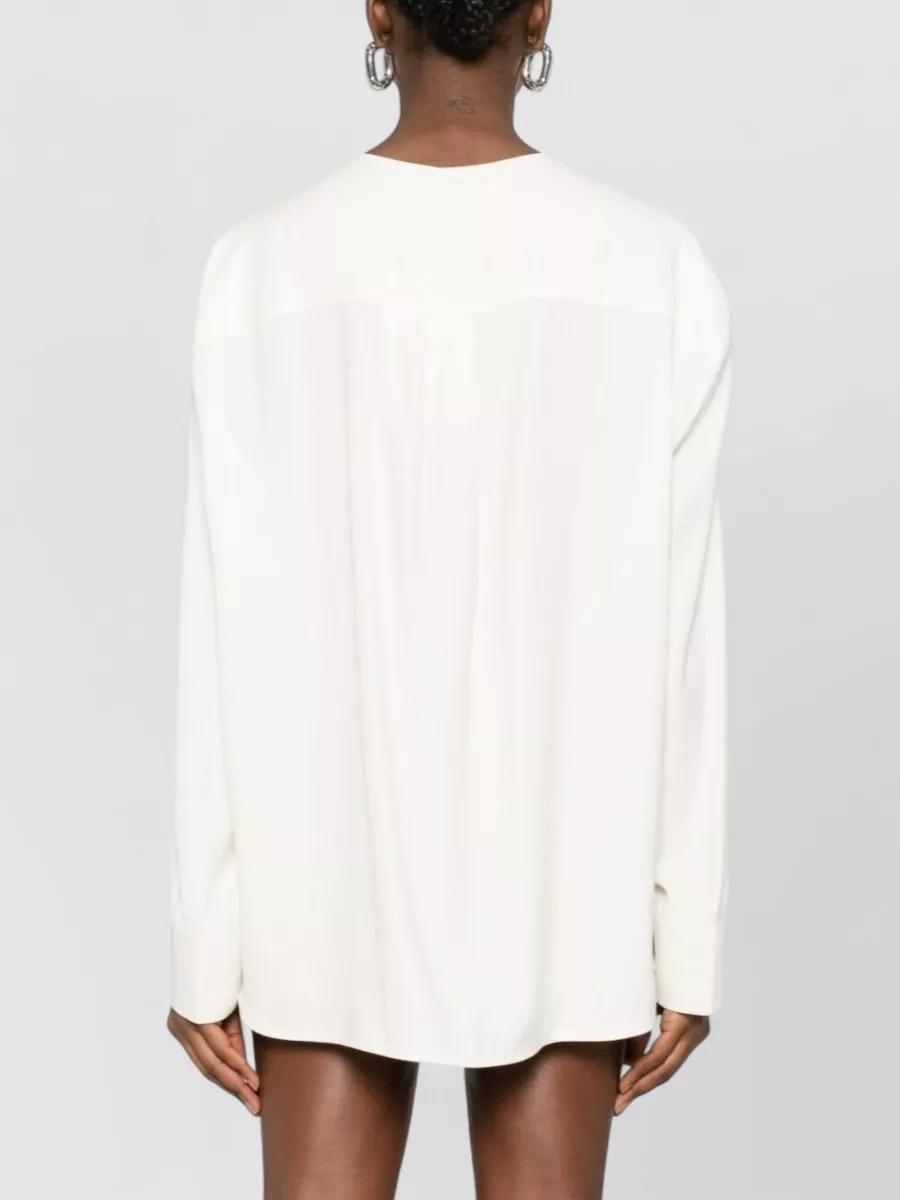 Totême V Neck Blouse Long Sleeves Side Slits