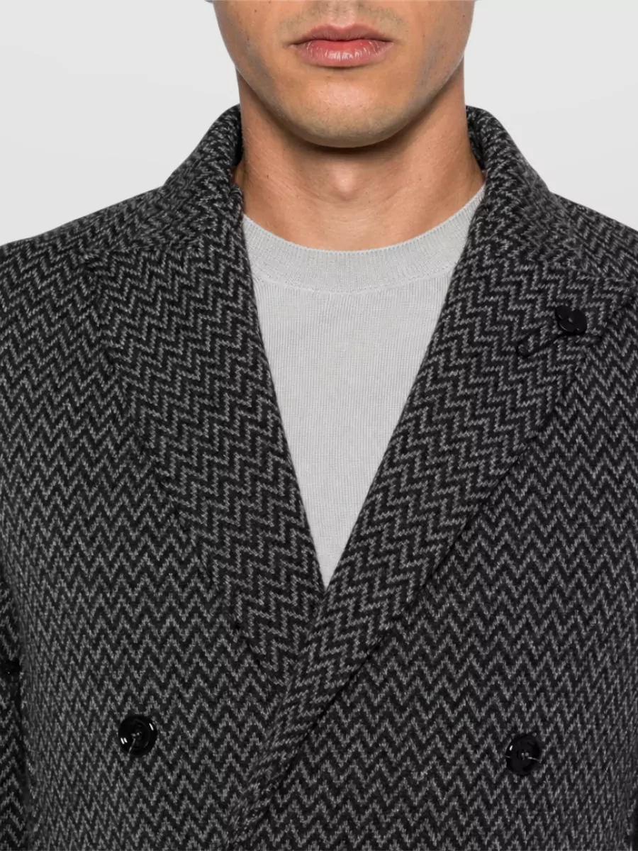 Lardini Wool Chevron Double-Breasted Jacket