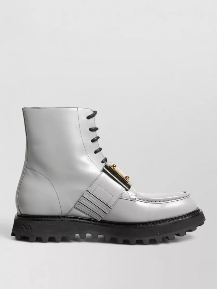 Dolce&Gabbana Leather Lace-Up Ankle Boots
