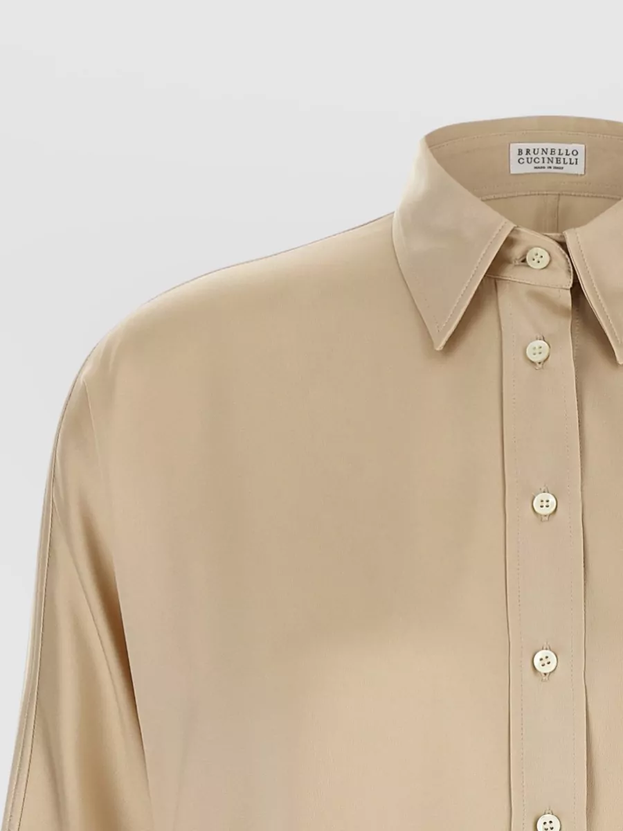 Brunello Cucinelli Silk Satin Oversized Blouse