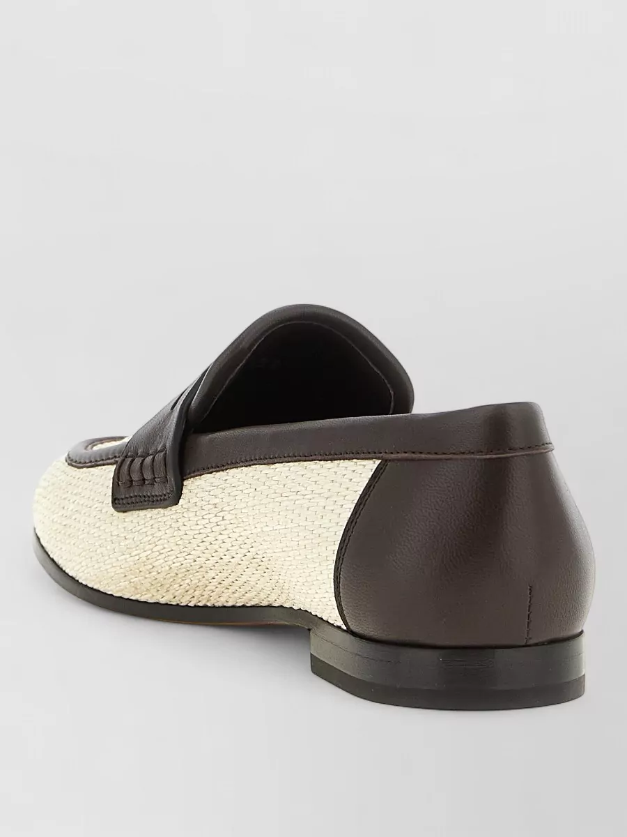 Brunello Cucinelli Raffia Loafers Textured Finish Two Tone Design