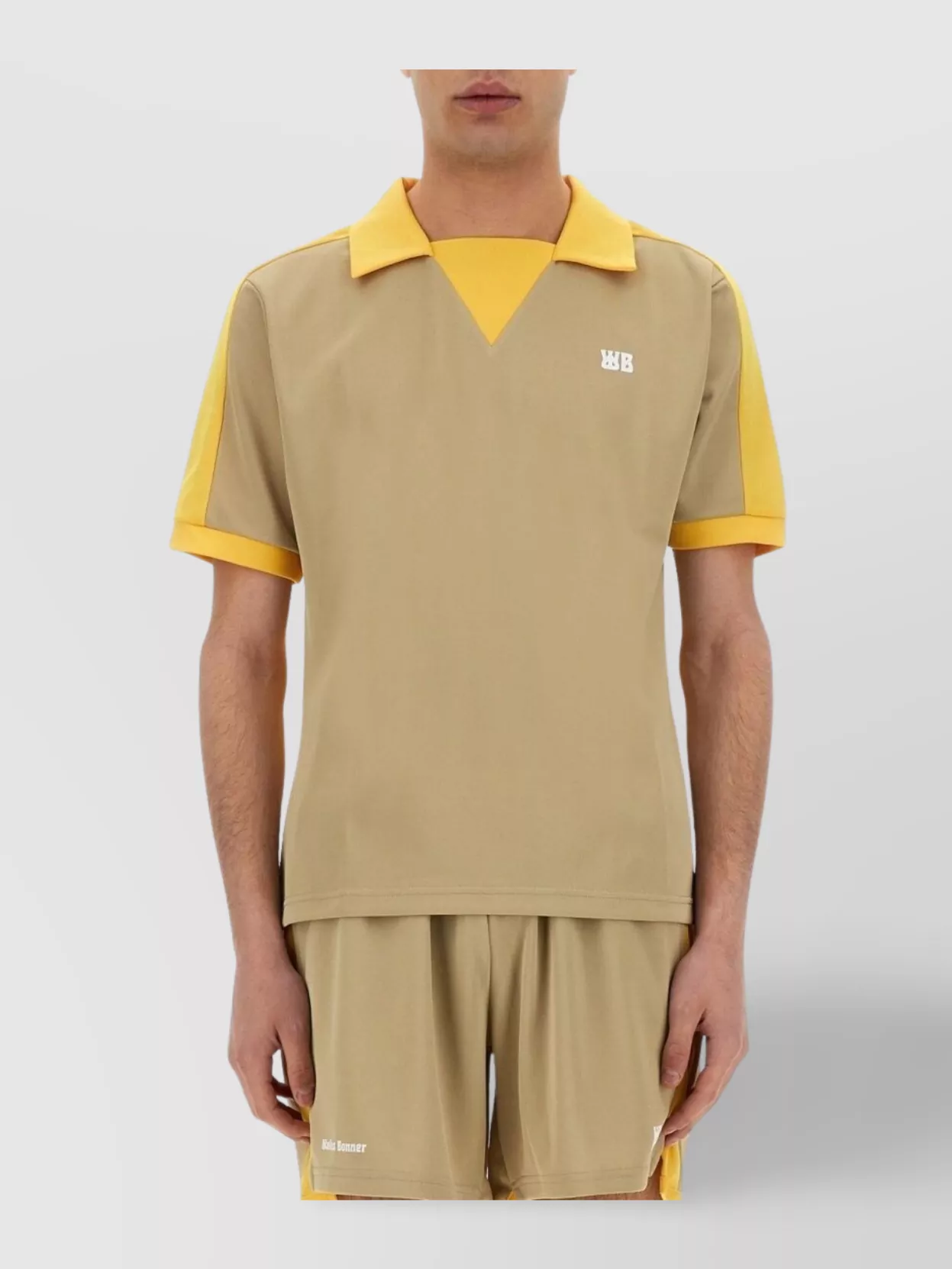 WALES BONNER COLLAR CONTRAST POLO SHIRT WITH ELASTIC WAISTBAND