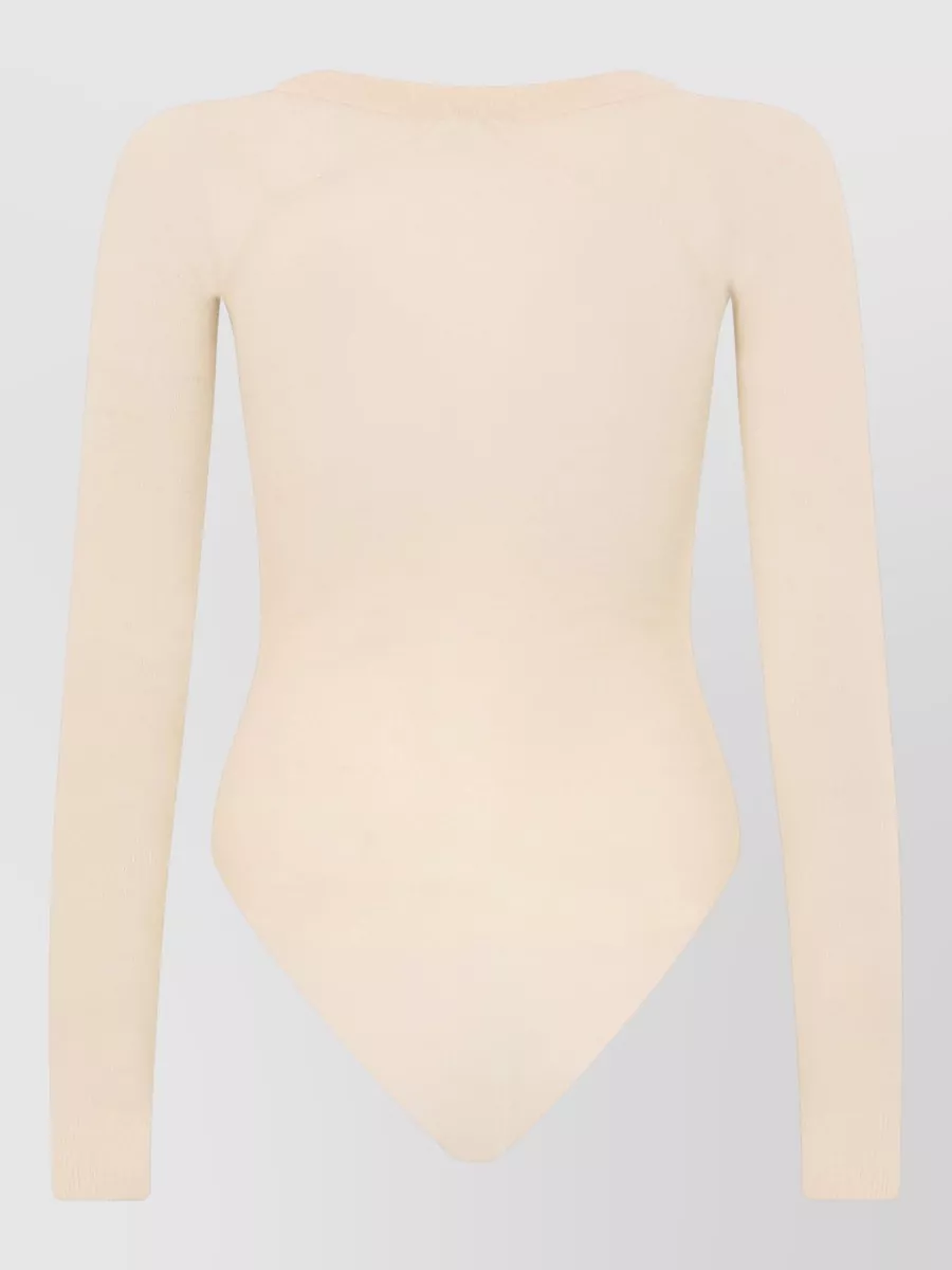 Haikure Alpaca Wool V-Neck Long-Sleeve Bodysuit