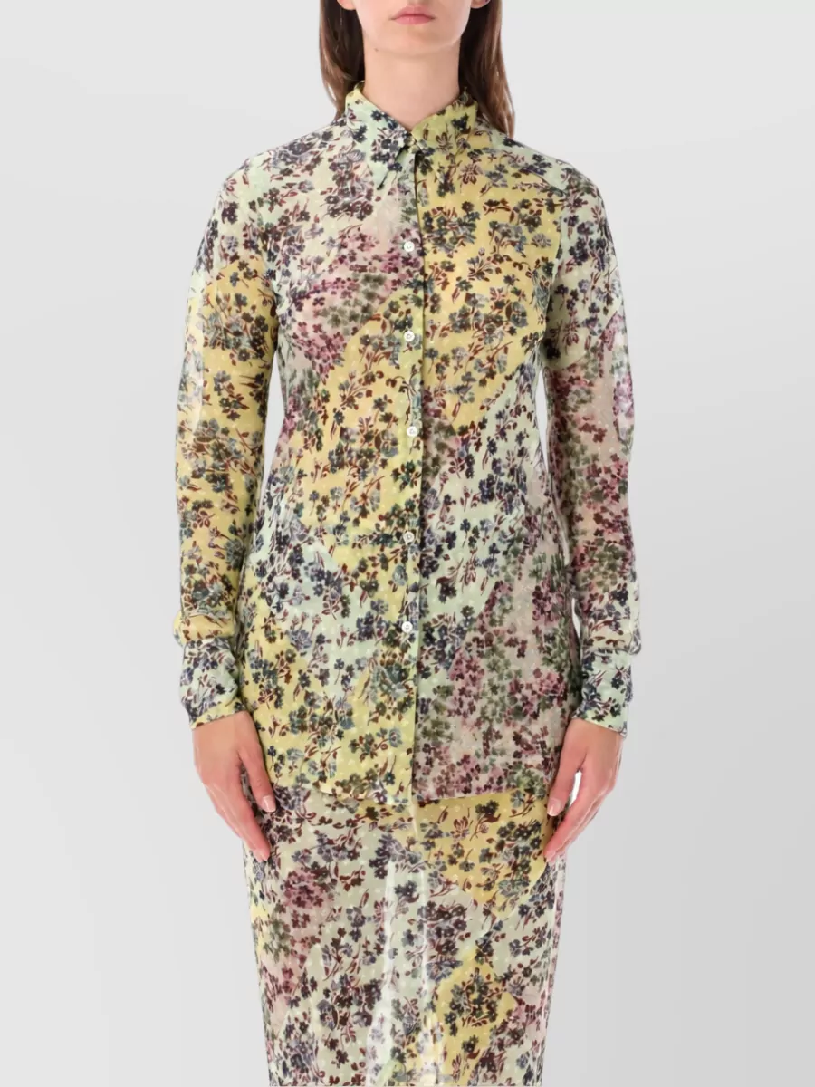 Dries Van Noten floral-print midi shirt dress