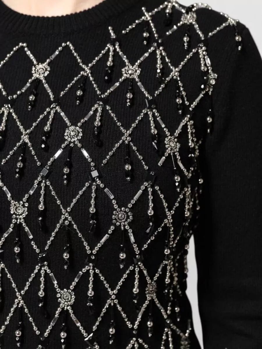 Dolce&Gabbana Cashmere Ribbed Crystal-Embellished Long-Sleeve Jumper