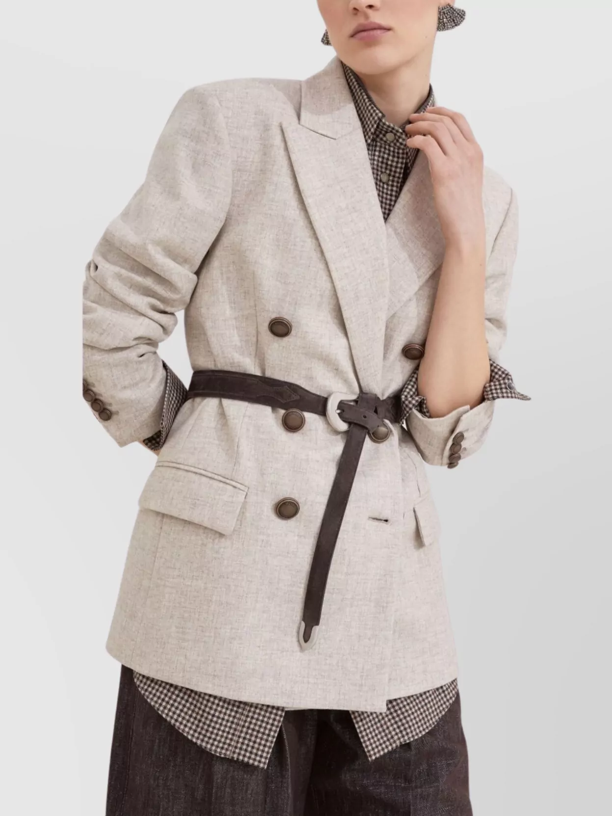 Brunello Cucinelli Wool Double-Breasted Jacket With Peak Lapels