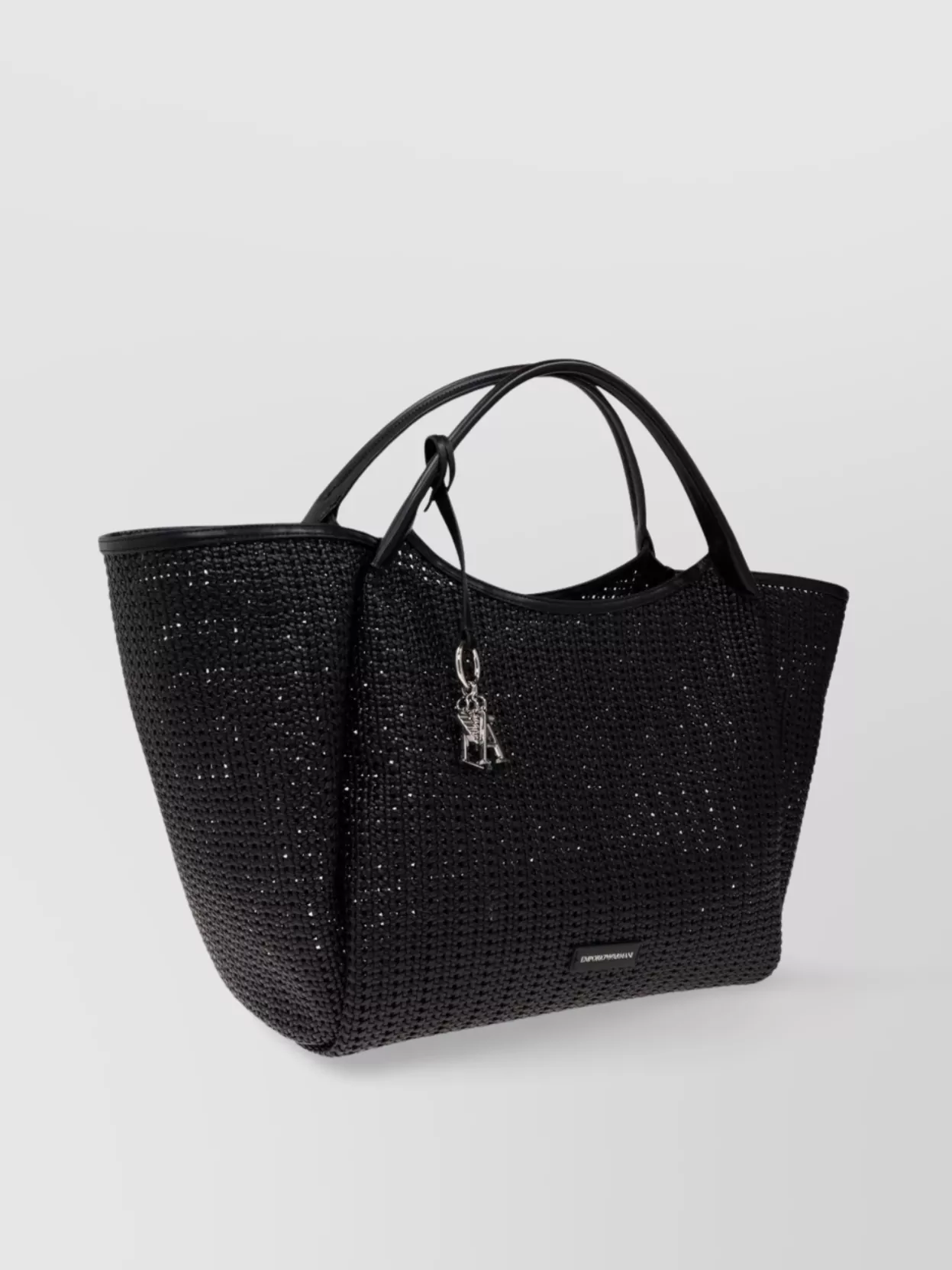 Emporio Armani Intertwined Dual Handle Woven Texture Tote