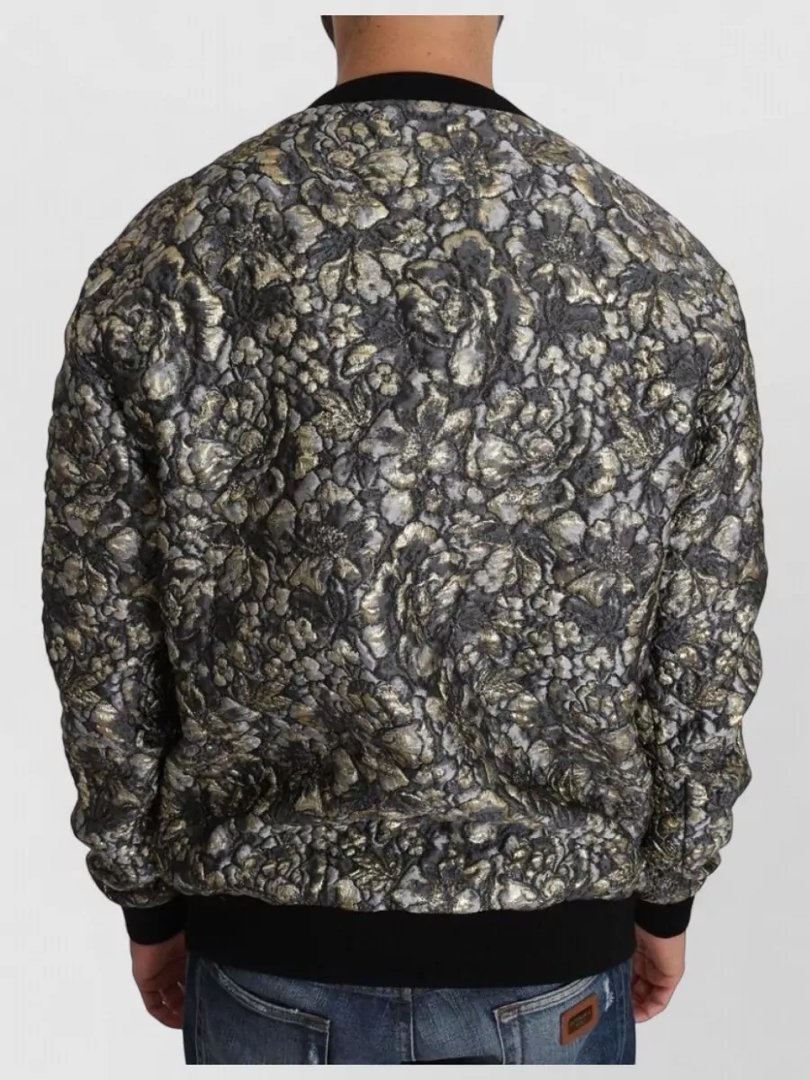 Dolce&Gabbana Silk Jacquard Palm Crewneck Sweater