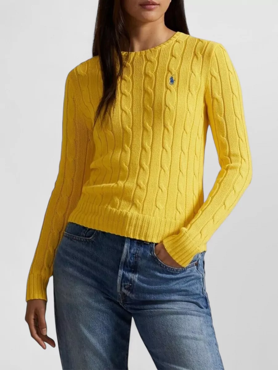 Polo Ralph Lauren Cable Knit Slim Fit Cotton Crewneck Sweater